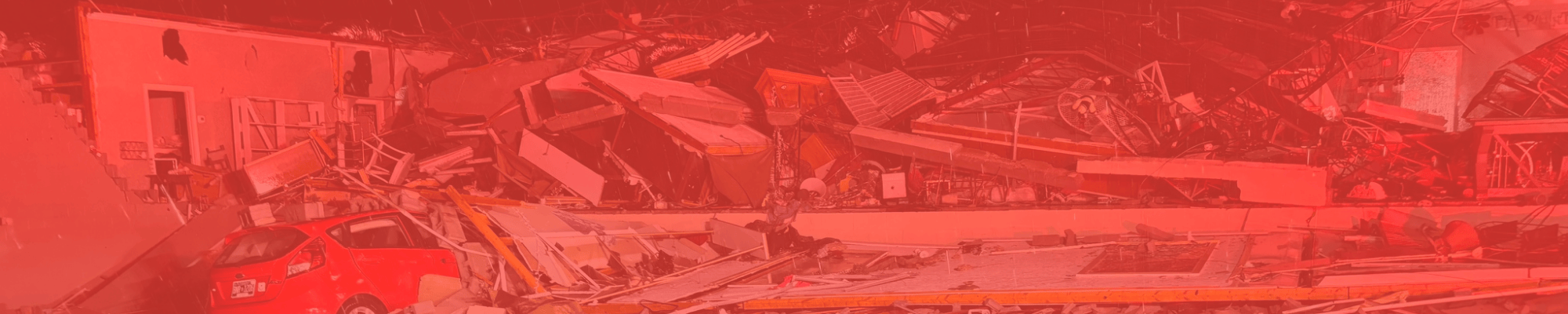 tornado damage with red overlay