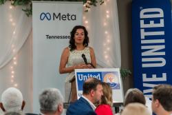 Tara Tenorio speaks at 2023 Community Impact Breakfast