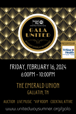 2024 Gala United postcard with presenting sponsor