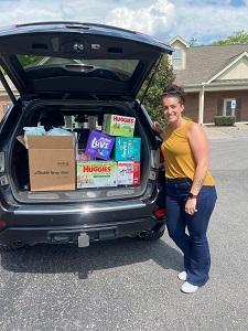 Aladdin Temp-Rite drops off donations from Mom and Baby Care Drive.