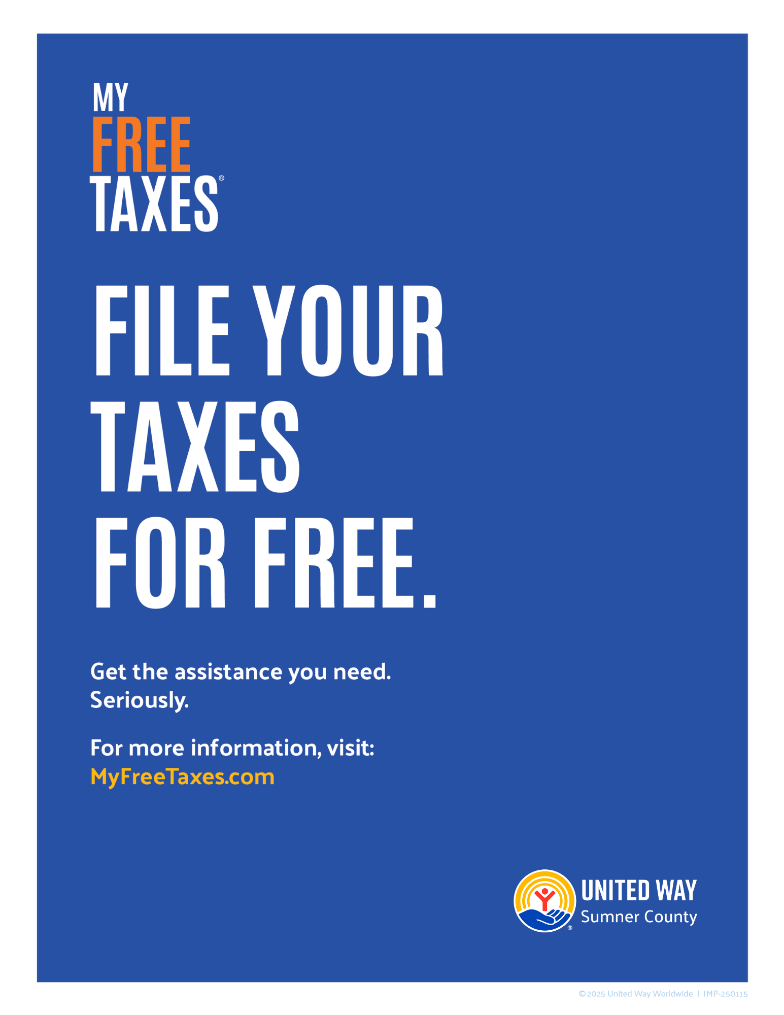 blue My Free Taxes poster