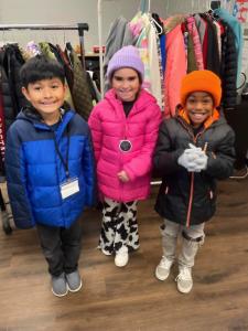 Gallatin Shalom Zone kids with coats