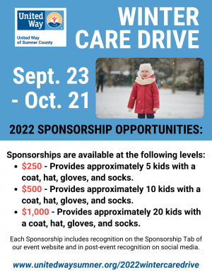 2022 Winter Care Drive Sponsor Sheet