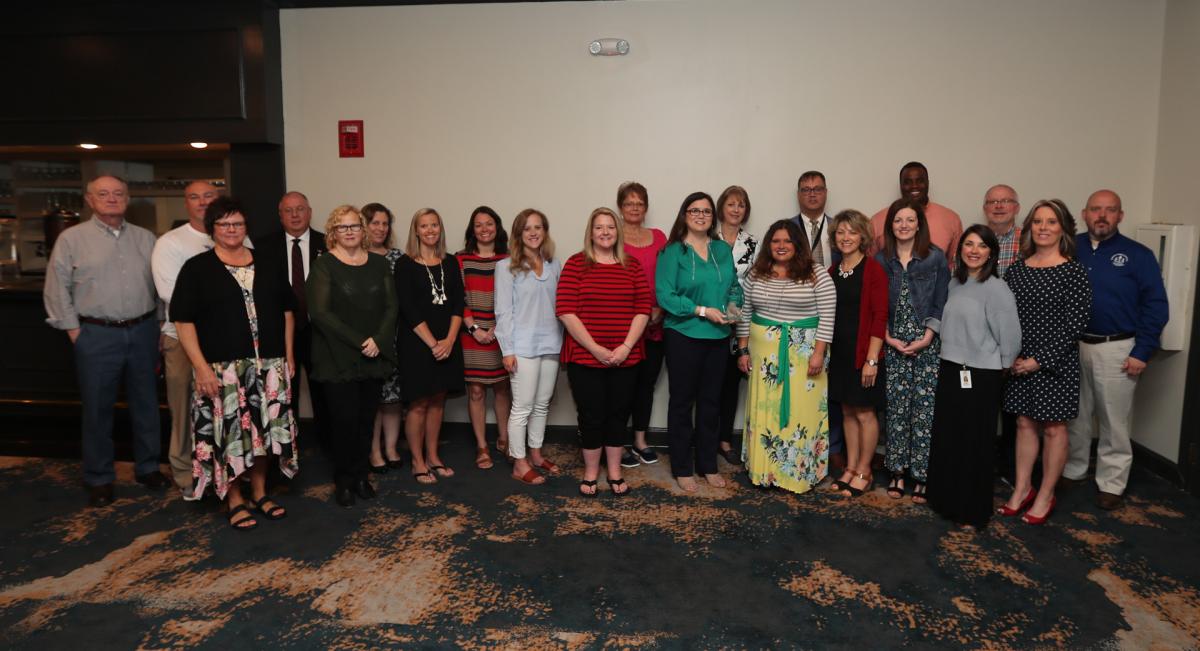 Sumner County Schools employees accept the Torchbearer Award for the campaign that raised the most money through employee donations. Sumner County Schools employees contributed $117,600 to United Way in 2018.