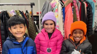 Gallatin Shalom Zone kids with coats