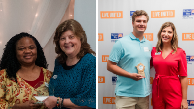 Theresa Dowell-Fuqua, Volunteer of the Year; Toni Dew, UWSC Projects Manager; Sean Morrison, Youth Volunteer of the Year, and Erin Birch, UWSC CEO