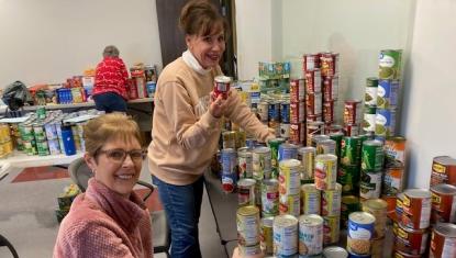 volunteers organizing food from 2024 UWSC United We Feed Drive