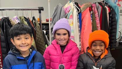 Gallatin Shalom Zone kids with coats