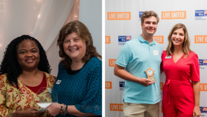 Theresa Dowell-Fuqua, Volunteer of the Year; Toni Dew, UWSC Projects Manager; Sean Morrison, Youth Volunteer of the Year, and Erin Birch, UWSC CEO